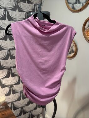 Maeve Dusty Pink Mock Neck Sleeveless Top
